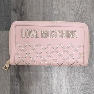 Love Moschino Pink Studded Zip Around Wallet
